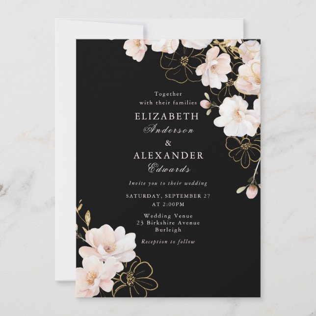 Elegant Formal Enchanted Wildflower Wedding Invitation (Front)