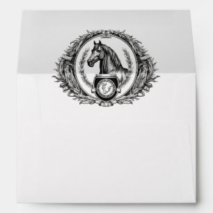 Elegant Formal Equestrian Monogram Crest Wedding Envelope