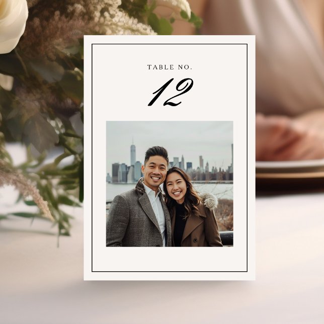 Elegant Formal Frame Calligraphy Wedding Photo Table Number (Creator Uploaded)