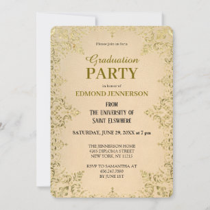 Elegant Formal Gold 2025 Graduation Party Invitation