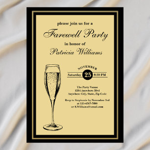 Elegant Formal Gold Black Farewell Party   Invitation