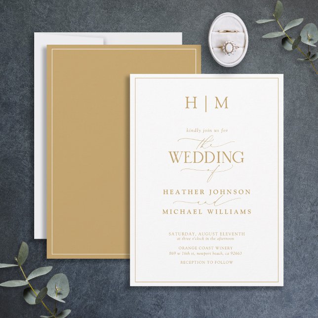 Elegant Formal Gold Calligraphy Wedding Invitation (Creator Uploaded)