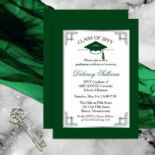 Elegant Formal Green College Graduation Party Invitation