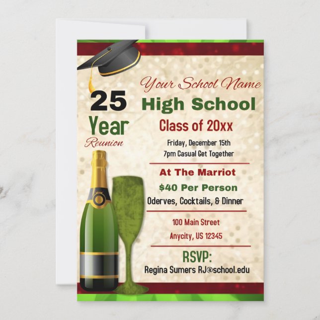 Elegant Formal High School Reunion Invitation (Front)