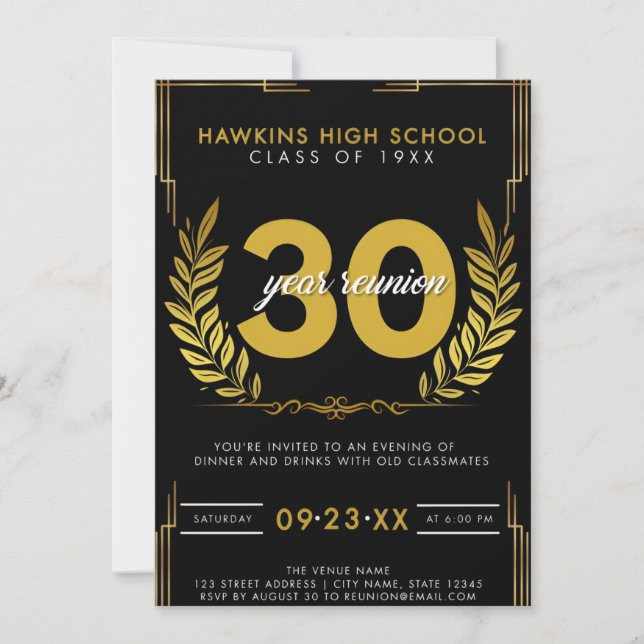 Elegant Formal High School Reunion Invitation (Front)