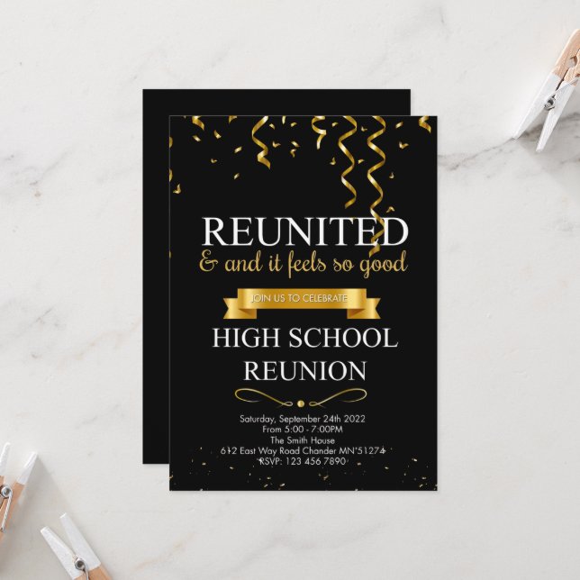 Elegant Formal High School Reunion Invitation (Front/Back In Situ)