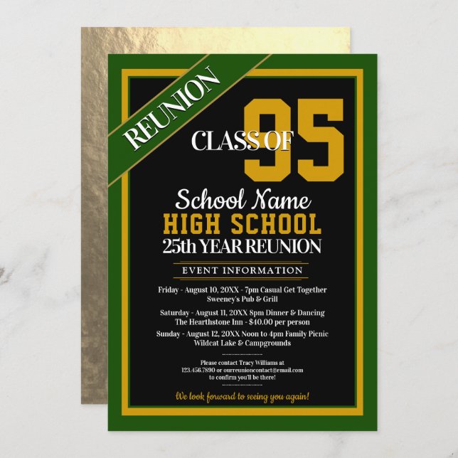 Elegant Formal High School Reunion Invitations (Front/Back)