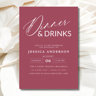 Elegant Formal Mauve Pink Dinner Party Invitation