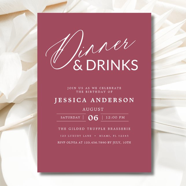 Elegant Formal Mauve Pink Dinner Party Invitation (Creator Uploaded)