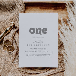 Elegant Formal Minimal First Birthday Party Invitation