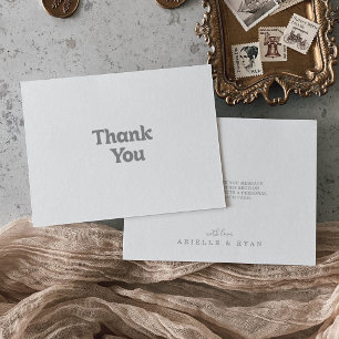Elegant Formal Minimal Flat Wedding Thank You Card