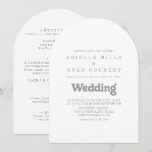 Elegant Formal Minimal Front & Back Wedding  Invitation