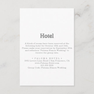 Elegant Formal Minimal Hotel Enclosure Card