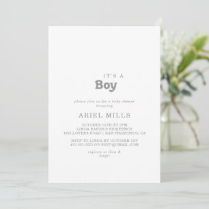 Elegant Formal Minimal It's A Boy Baby Shower Invitation