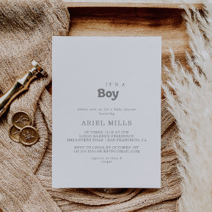 Elegant Formal Minimal It's A Boy Baby Shower Invitation