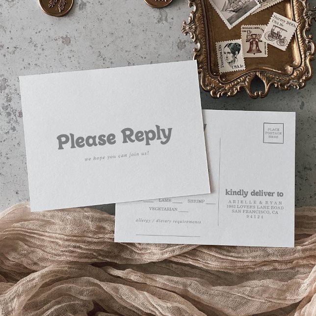 Elegant Formal Minimal Menu Choice RSVP Postcard (Creator Uploaded)