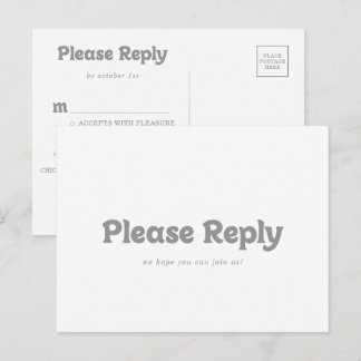 Elegant Formal Minimal Menu Choice RSVP Postcard