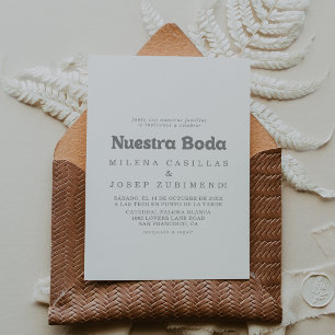 Elegant Formal Minimal Nuestra Boda Wedding Invitation