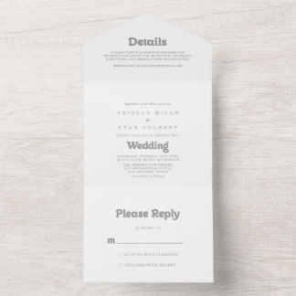 Elegant Formal Minimal Wedding     All In One Invitation