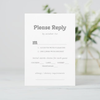 Elegant Formal Minimal Wedding Menu Choice RSVP