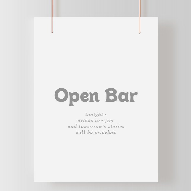 Elegant Formal Minimal Wedding Open Bar Sign (Creator Uploaded)