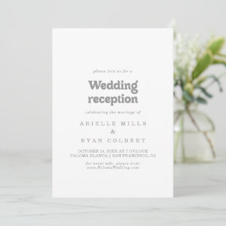 Elegant Formal Minimal Wedding Reception Invitation