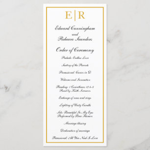 Elegant Formal Monogram Gold Wedding Programme