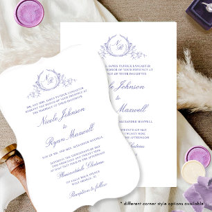 Elegant Formal Monogram Lavender Wedding Invitation