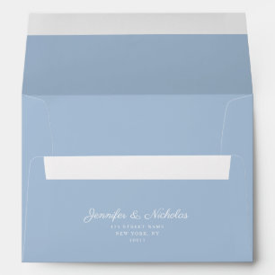 Elegant Formal Powder Blue Script Wedding Address Envelope