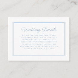 Elegant Formal Powder Blue Script Wedding Detail Enclosure Card