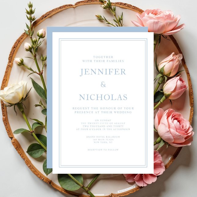 Elegant Formal Powder Blue Wedding Invitation (Elegant Formal Blue Wedding Invitation)