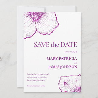 Elegant Formal  Purple Floral Clematis Drawing 🌸  Save The Date