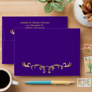 Elegant Formal Purple & Gold Invitation Envelope