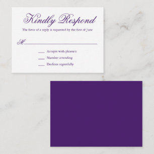 Elegant Formal Purple Wedding Mini RSVP Card