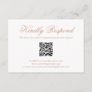 Elegant Formal QR Code Rose Gold Pink Wedding RSVP Card