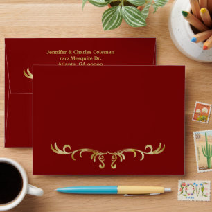 Elegant Formal Red & Gold Invitation Envelope