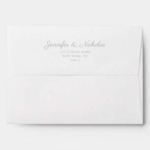 Elegant Formal Sage Green Script Wedding Address Envelope