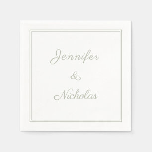 Elegant Formal Sage Green Script Wedding Napkin