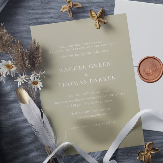 Elegant Formal Sage Minimalist Monogram Wedding  Invitation (Elegant Formal Sage Minimalist Monogram Wedding Invitation)