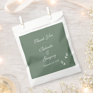 Elegant Formal Sage Olive Green Script Wedding Favour Bags