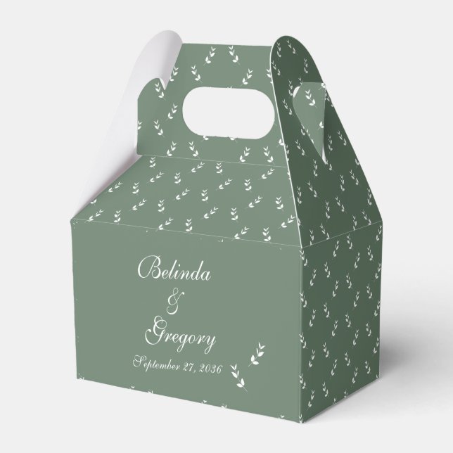 Elegant Formal Sage Olive Green Script Wedding Favour Box (Front Side)