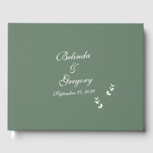 Elegant Formal Sage Olive Green Script Wedding Guest Book