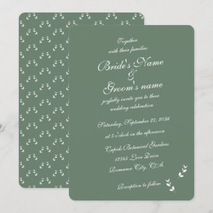Elegant Formal Sage Olive Green Script Wedding Invitation