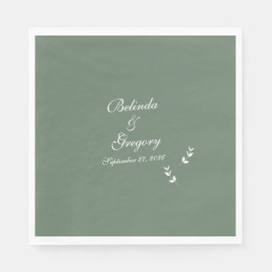 Elegant Formal Sage Olive Green Script Wedding Napkin