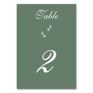 Elegant Formal Sage Olive Green Script Wedding Table Number