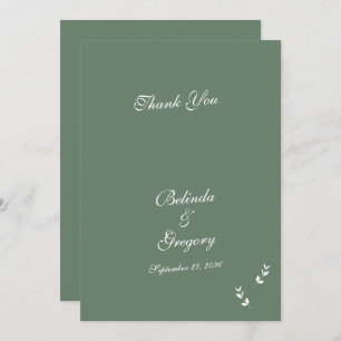 Elegant Formal Sage Olive Green Script Wedding Thank You Card