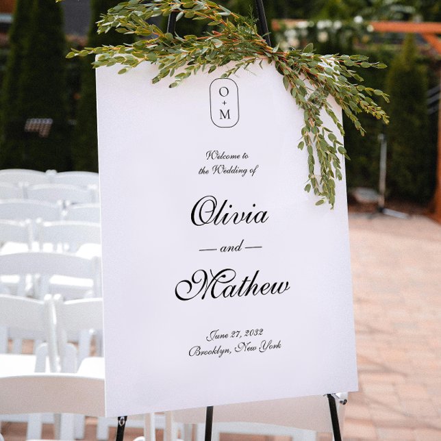 Elegant Formal Script Monogram Wedding Welcome Poster (Creator Uploaded)