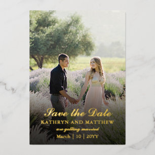 Elegant Formal Script Photo Save The Date Card