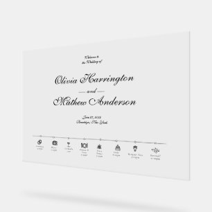 Elegant Formal Script Wedding Timeline Welcome Acrylic Sign