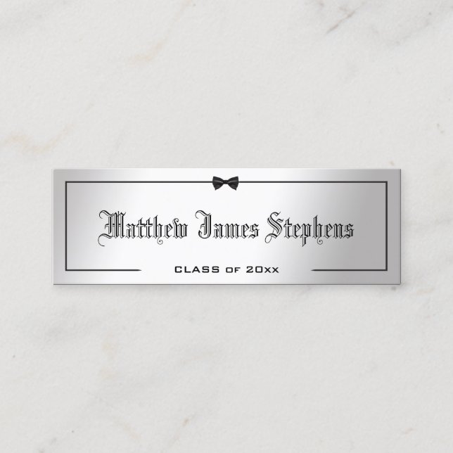 Elegant Formal Silver Graduation Name Card Insert (Front)